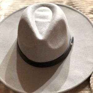 Grey wide brim hat
